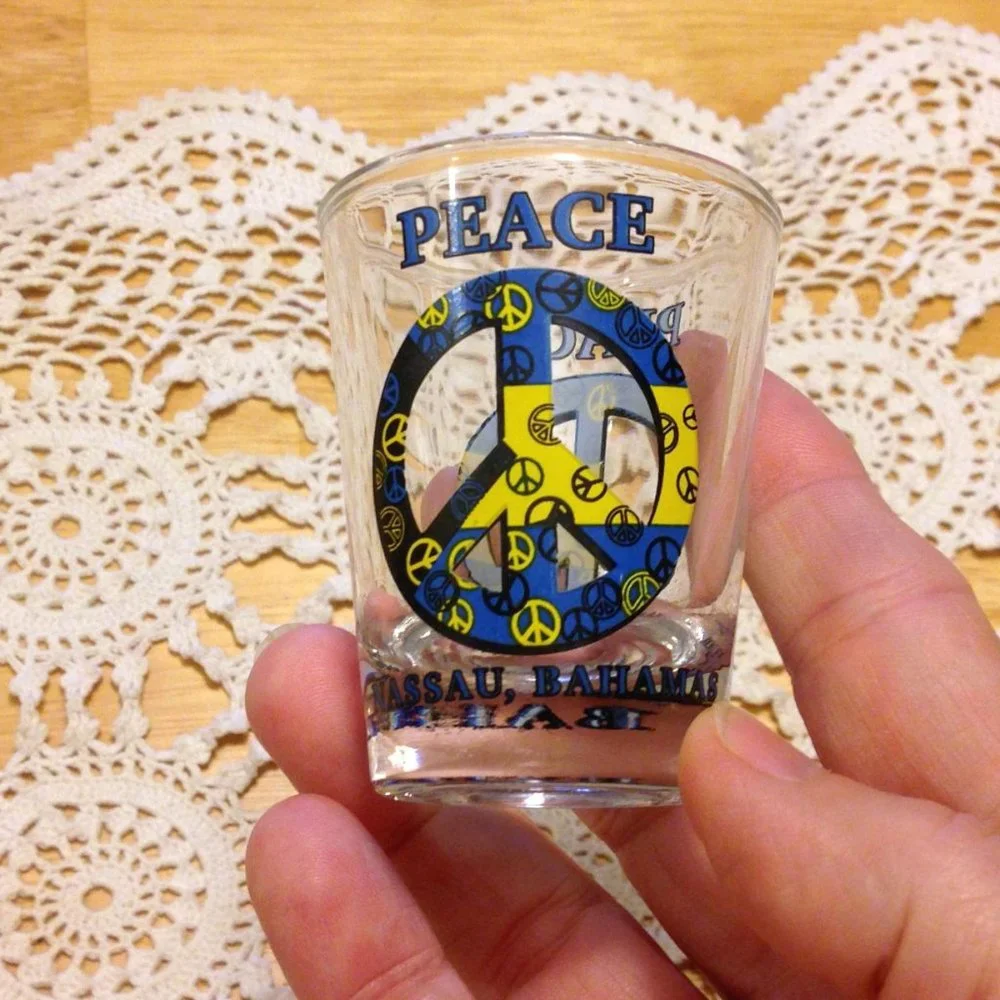 Bahamas Hippie Shot Glass, Peace Out!